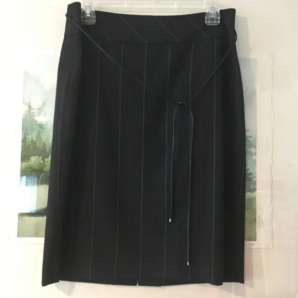 Classifies Entier Pinstripe Pencil Skirt Wool Belt - Picture 1 of 8